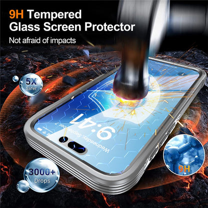 For iPhone 17 Pro Magnetic Case PC + TPU Phone Cover with Tempered Glass Screen Film