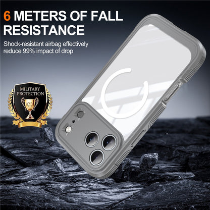 For iPhone 17 Pro Magnetic Case PC + TPU Phone Cover with Tempered Glass Screen Film