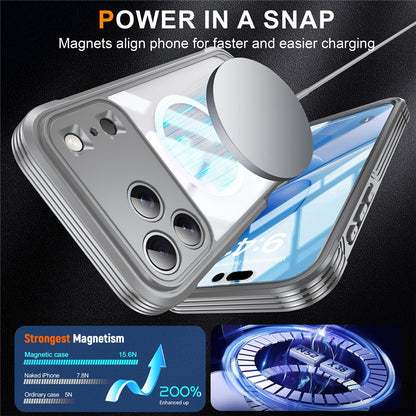 For iPhone 17 Pro Magnetic Case PC + TPU Phone Cover with Tempered Glass Screen Film