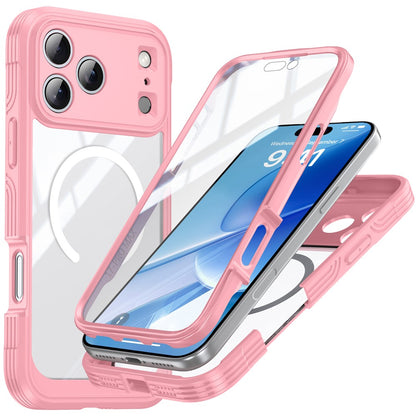 For iPhone 17 Pro Magnetic Case PC + TPU Phone Cover with Tempered Glass Screen Film
