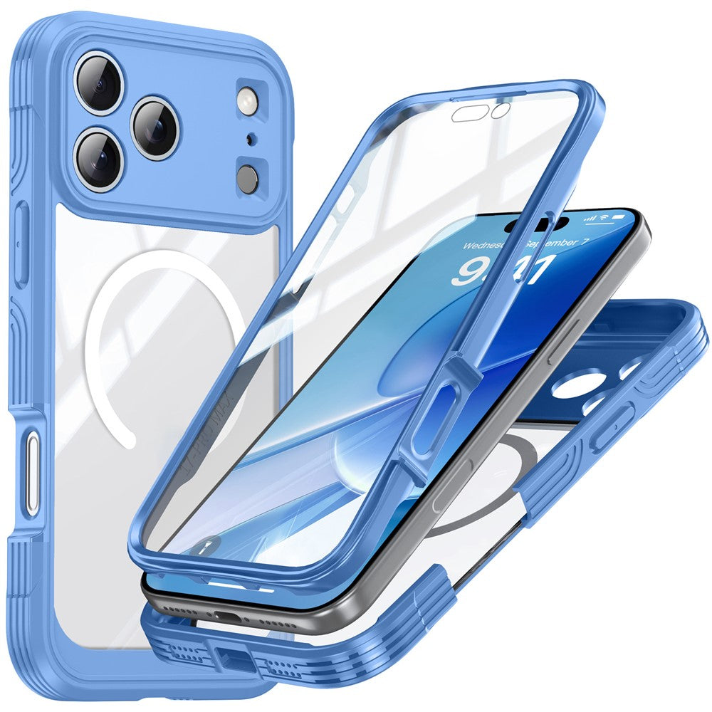 For iPhone 17 Pro Magnetic Case PC + TPU Phone Cover with Tempered Glass Screen Film