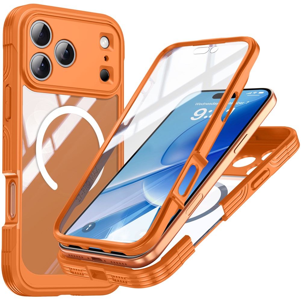 For iPhone 17 Pro Magnetic Case PC + TPU Phone Cover with Tempered Glass Screen Film