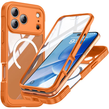 For iPhone 17 Pro Magnetic Case PC + TPU Phone Cover with Tempered Glass Screen Film