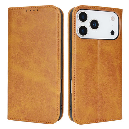 For iPhone 17 Pro Case PU Leather Calf Textured Magnetic Closing Smart Phone Cover