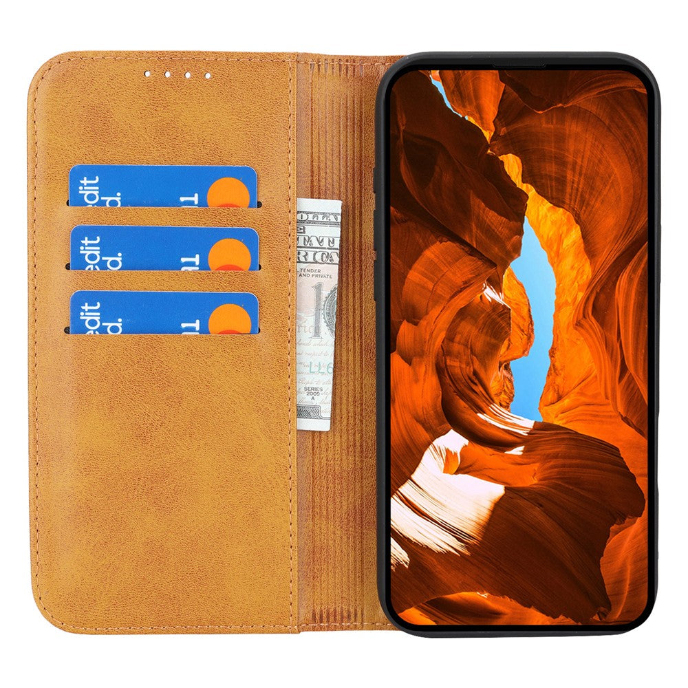 For iPhone 17 Pro Case PU Leather Calf Textured Magnetic Closing Smart Phone Cover