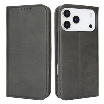 For iPhone 17 Pro Case PU Leather Calf Textured Magnetic Closing Smart Phone Cover
