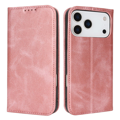 For iPhone 17 Pro Case PU Leather Calf Textured Magnetic Closing Smart Phone Cover