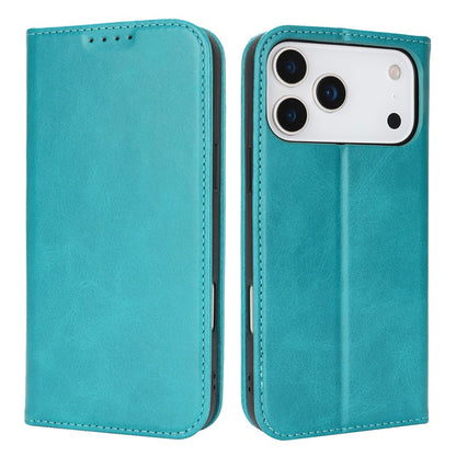 For iPhone 17 Pro Case PU Leather Calf Textured Magnetic Closing Smart Phone Cover