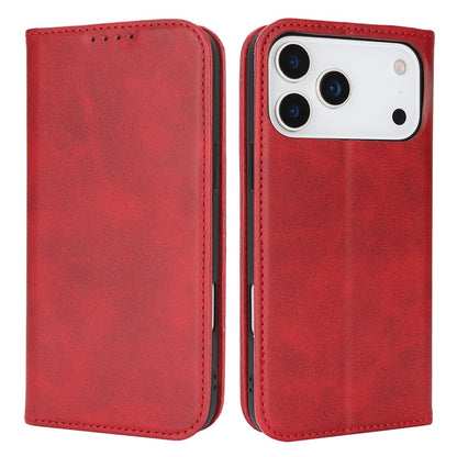 For iPhone 17 Pro Case PU Leather Calf Textured Magnetic Closing Smart Phone Cover
