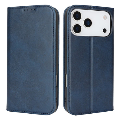For iPhone 17 Pro Case PU Leather Calf Textured Magnetic Closing Smart Phone Cover