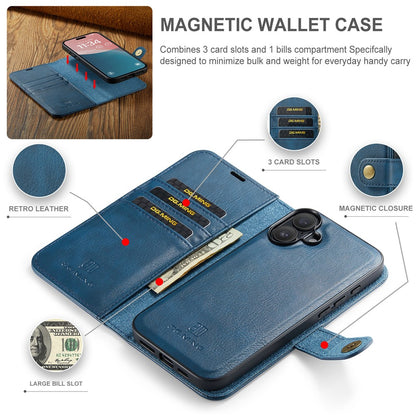 DG.MING for iPhone 17 Case Detachable Split Leather Phone Cover