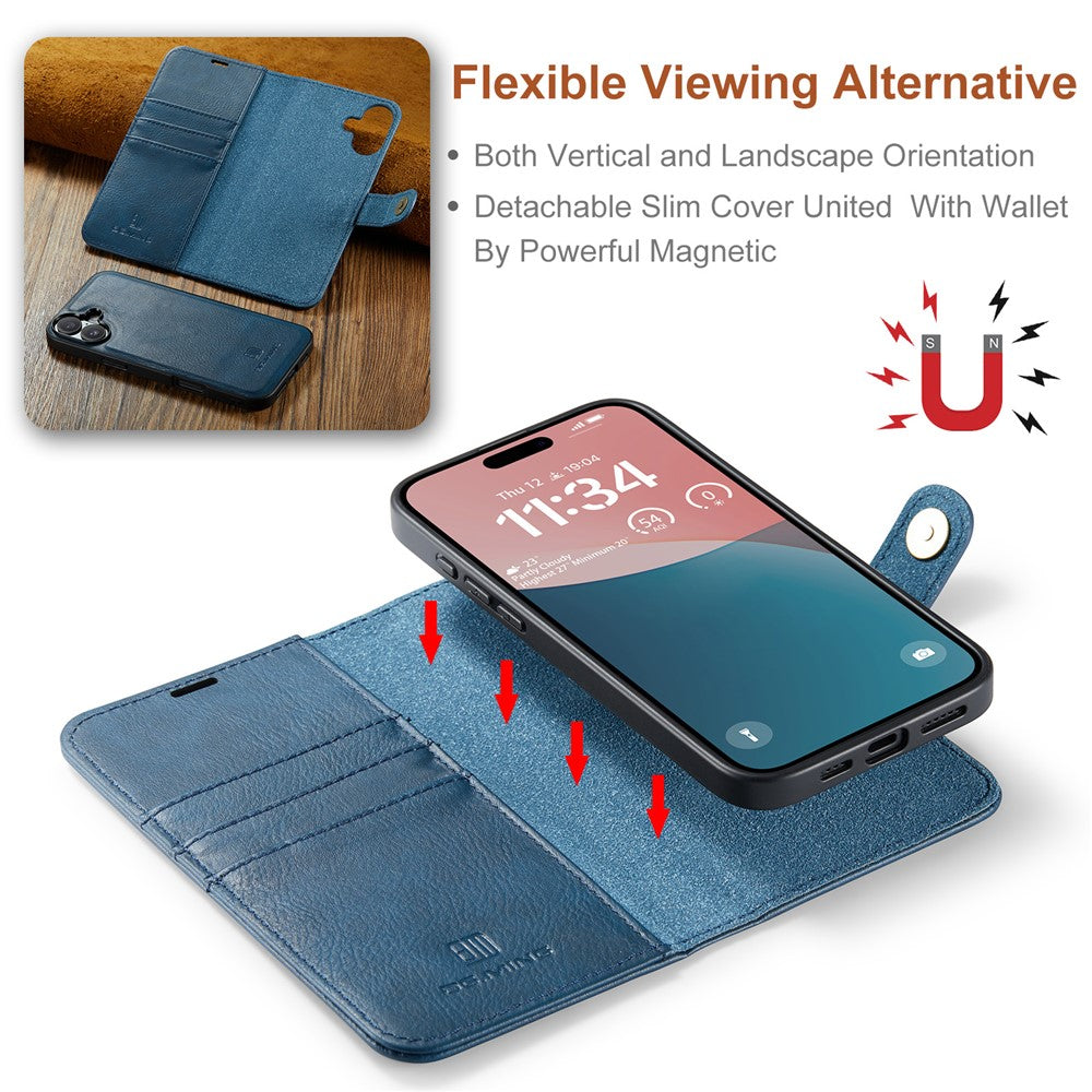DG.MING for iPhone 17 Case Detachable Split Leather Phone Cover