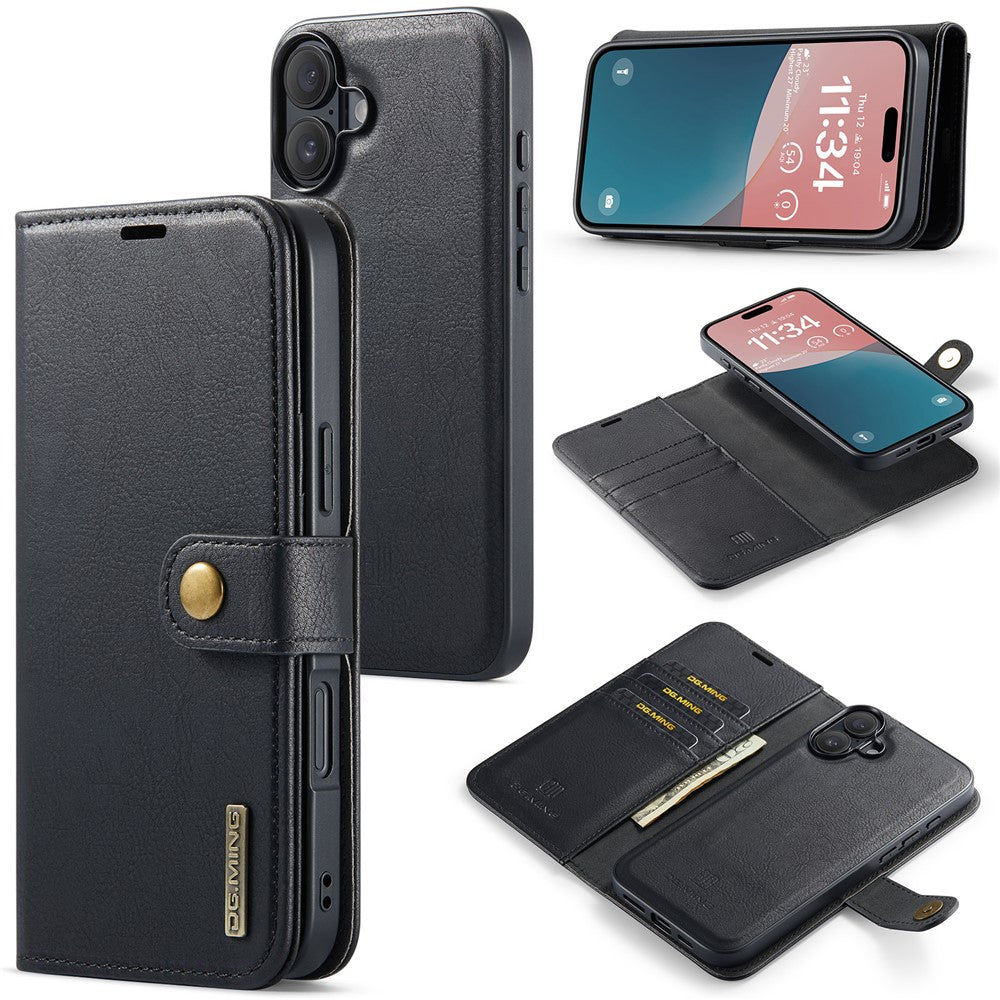 DG.MING for iPhone 17 Case Detachable Split Leather Phone Cover