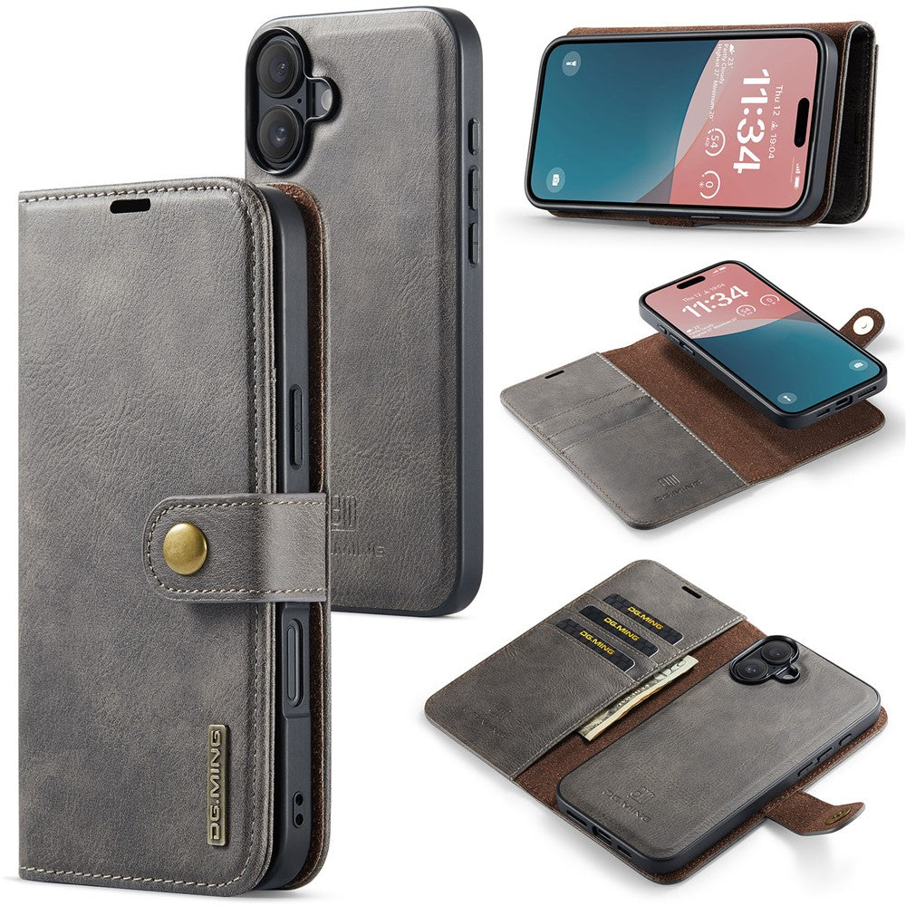 DG.MING for iPhone 17 Case Detachable Split Leather Phone Cover