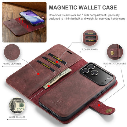 DG.MING for iPhone 17 Pro Max Case Detachable Split Leather Phone Cover