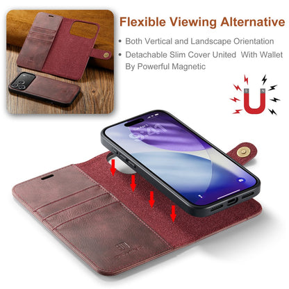 DG.MING for iPhone 17 Pro Max Case Detachable Split Leather Phone Cover