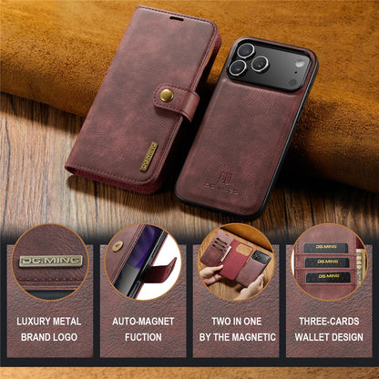 DG.MING for iPhone 17 Pro Max Case Detachable Split Leather Phone Cover