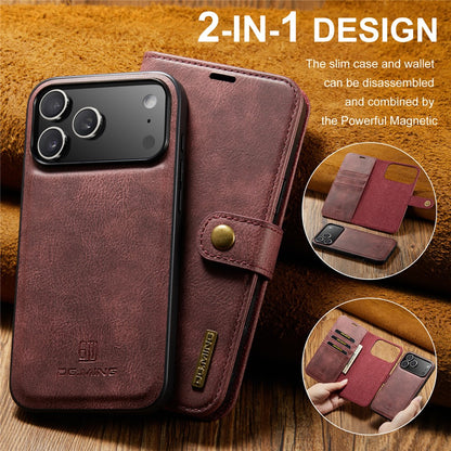 DG.MING for iPhone 17 Pro Max Case Detachable Split Leather Phone Cover