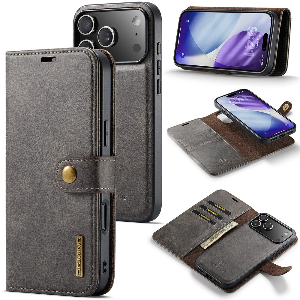 DG.MING for iPhone 17 Pro Max Case Detachable Split Leather Phone Cover