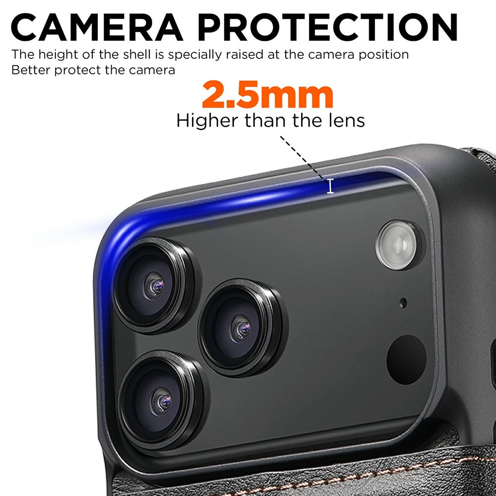 SUTENI Q-05 For iPhone 17 Pro Wallet Case 2 in 1 Detachable Leather Flip Phone Cover with Stand