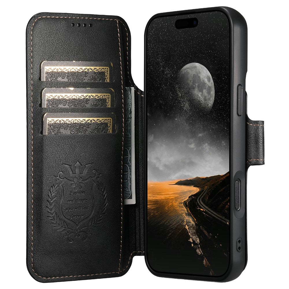 SUTENI Q-05 For iPhone 17 Pro Wallet Case 2 in 1 Detachable Leather Flip Phone Cover with Stand