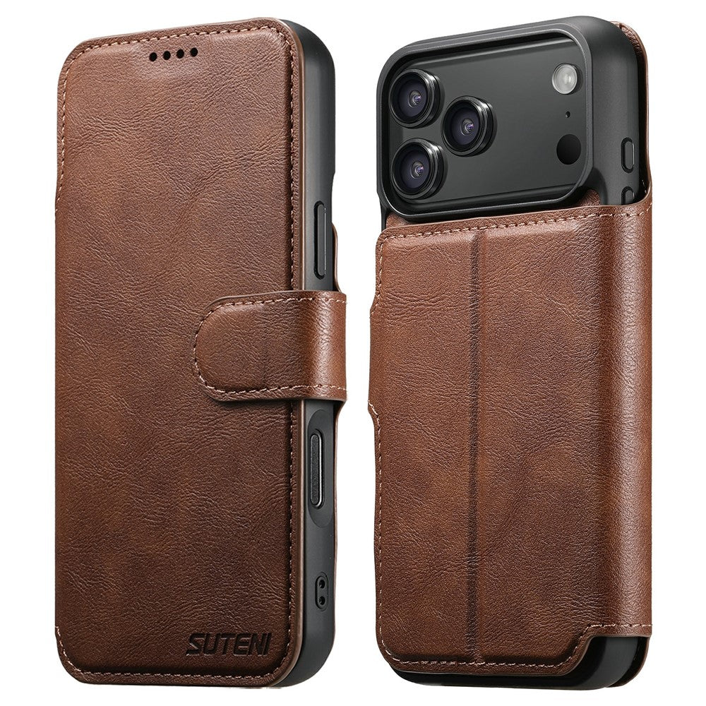 SUTENI Q-05 For iPhone 17 Pro Wallet Case 2 in 1 Detachable Leather Flip Phone Cover with Stand
