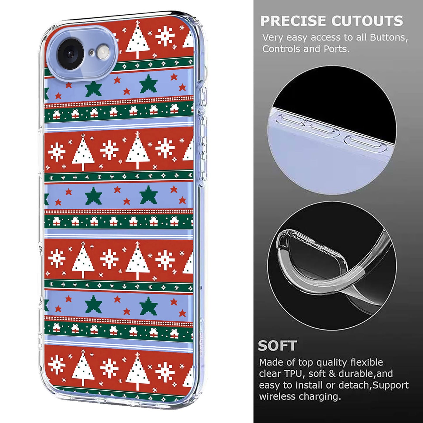 For iPhone 17e / 16e Case Christmas Themed Pattern Printing TPU Phone Back Cover