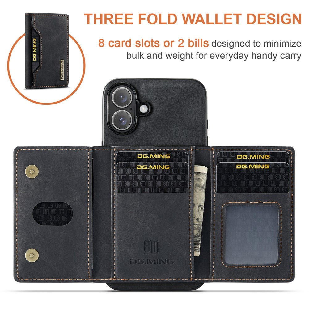 DG.MING M2 Series for iPhone 17 Case PU + PC + TPU Phone Cover Detachable Wallet