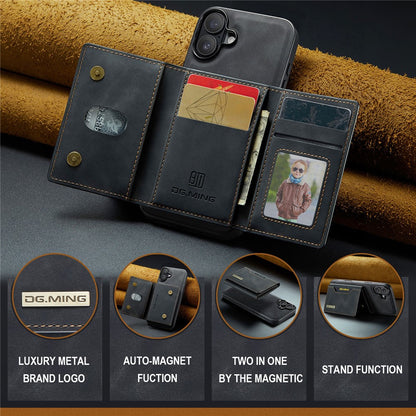 DG.MING M2 Series for iPhone 17 Case PU + PC + TPU Phone Cover Detachable Wallet
