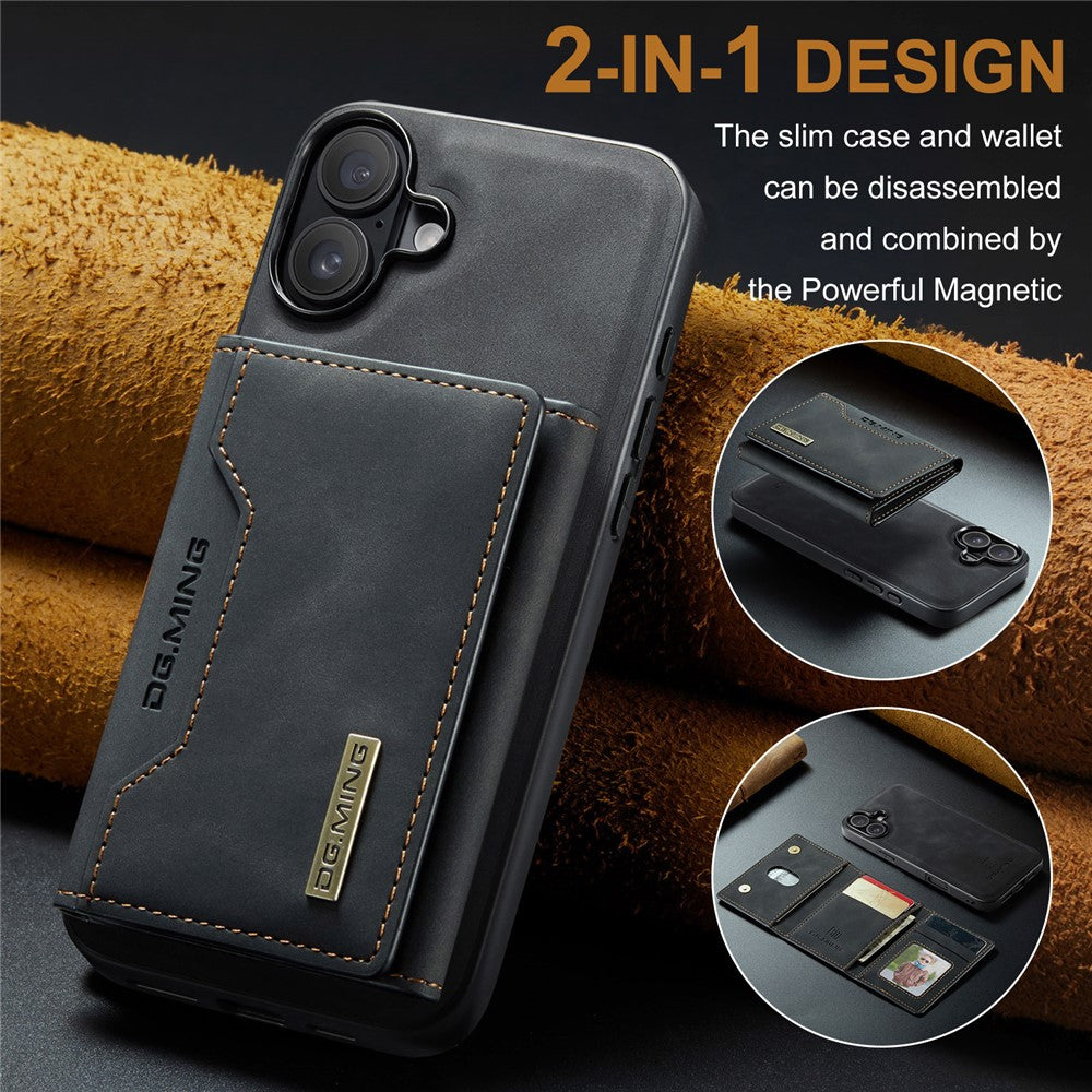 DG.MING M2 Series for iPhone 17 Case PU + PC + TPU Phone Cover Detachable Wallet
