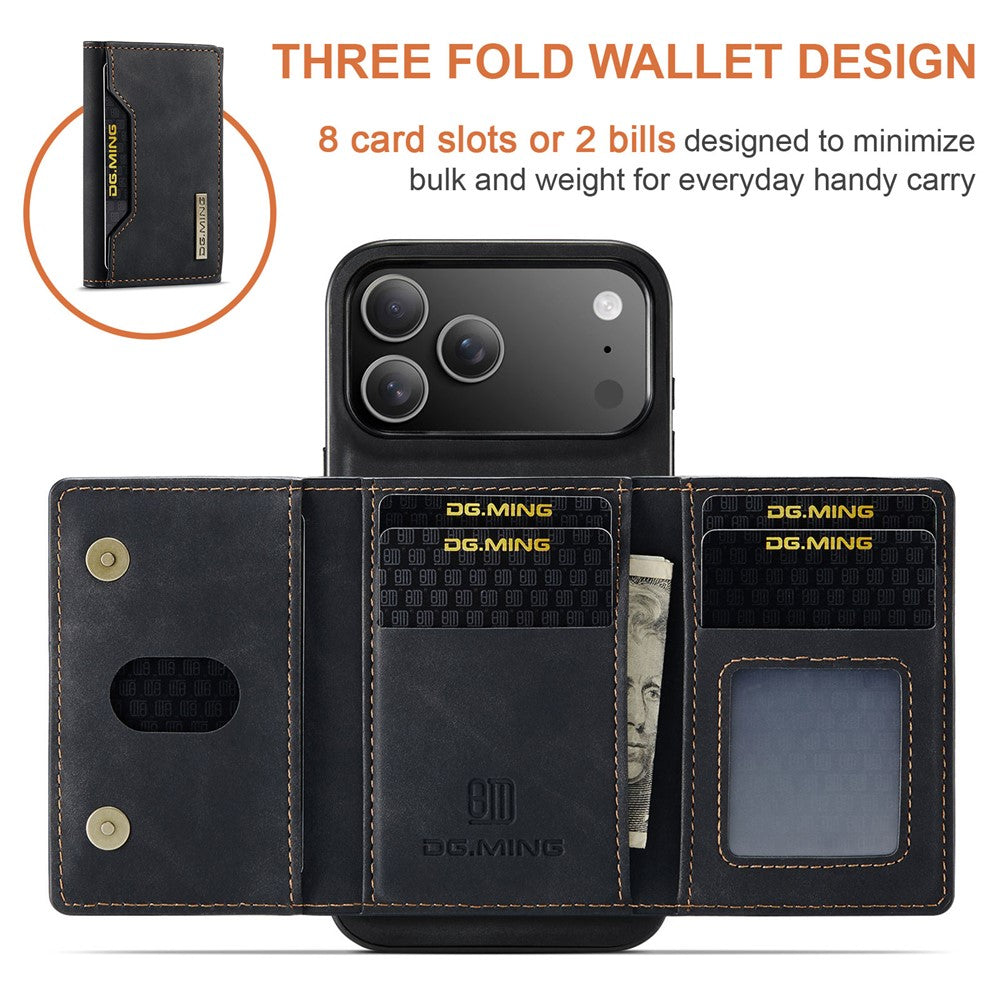 DG.MING M2 Series for iPhone 17 Pro Max Case PU + PC + TPU Phone Cover Detachable Wallet