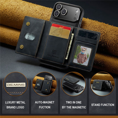 DG.MING M2 Series for iPhone 17 Pro Max Case PU + PC + TPU Phone Cover Detachable Wallet