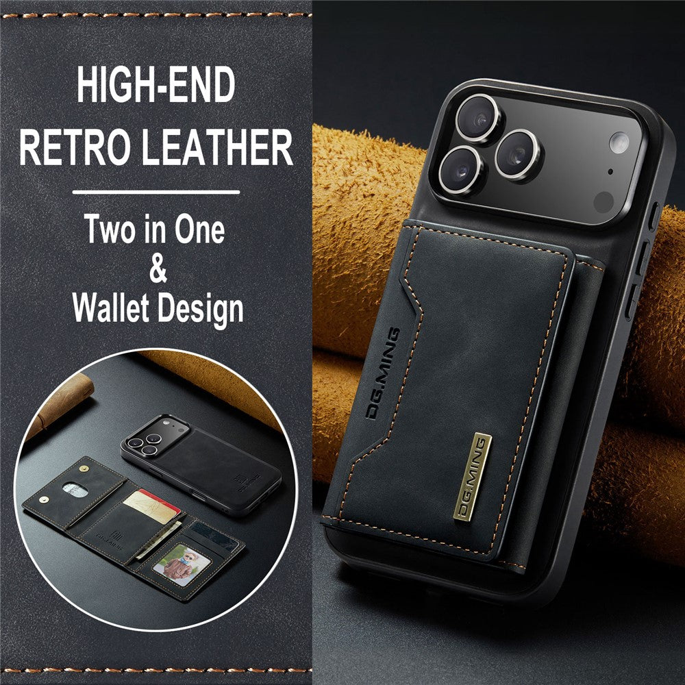 DG.MING M2 Series for iPhone 17 Pro Max Case PU + PC + TPU Phone Cover Detachable Wallet