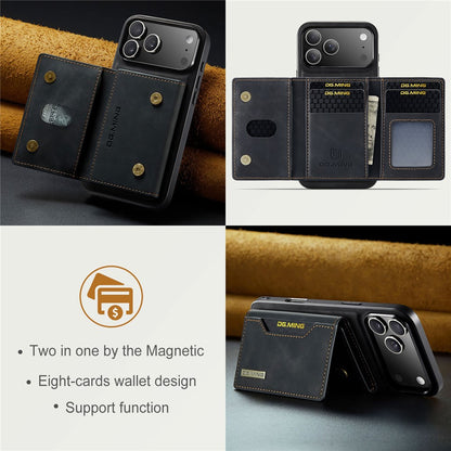 DG.MING M2 Series for iPhone 17 Pro Max Case PU + PC + TPU Phone Cover Detachable Wallet