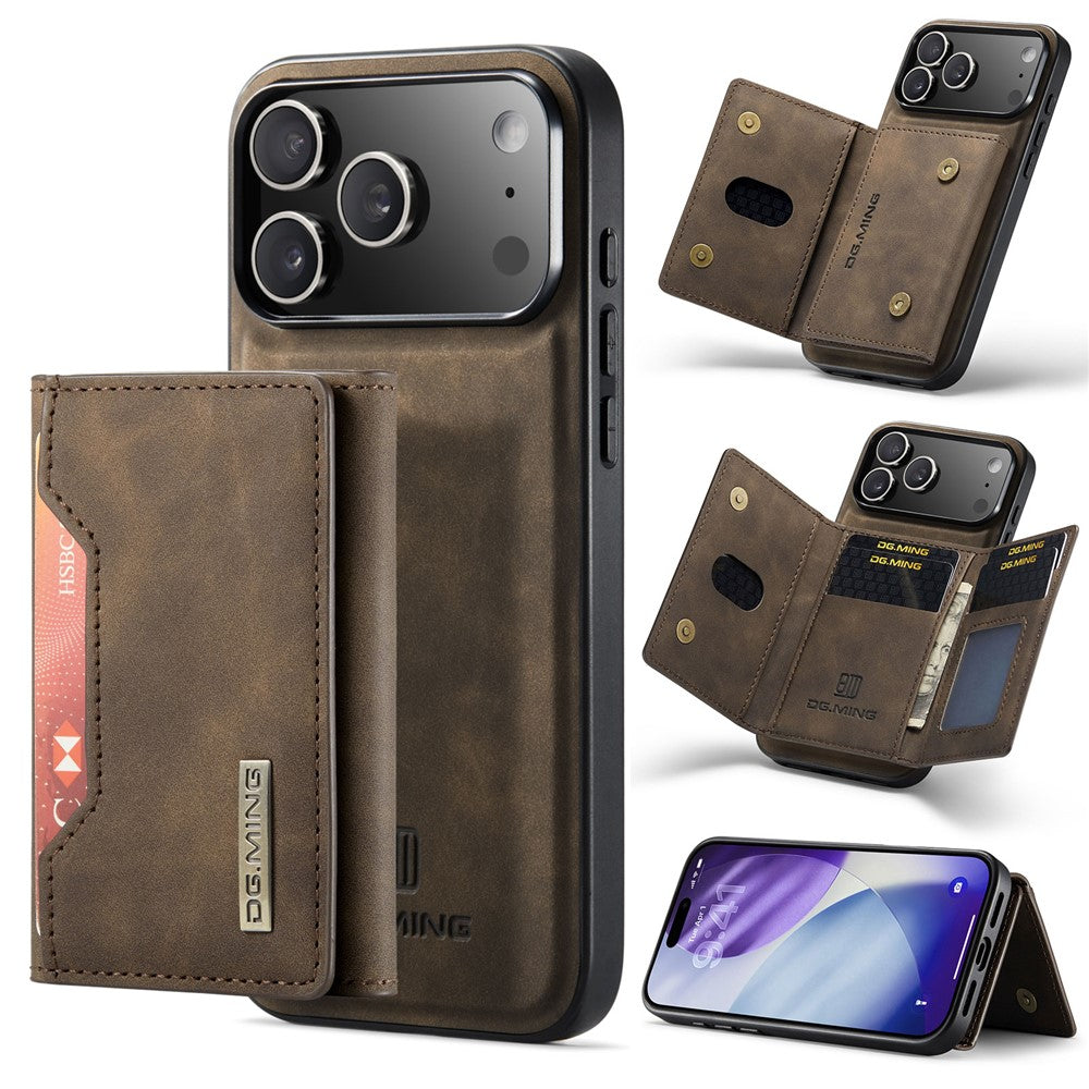 DG.MING M2 Series for iPhone 17 Pro Max Case PU + PC + TPU Phone Cover Detachable Wallet