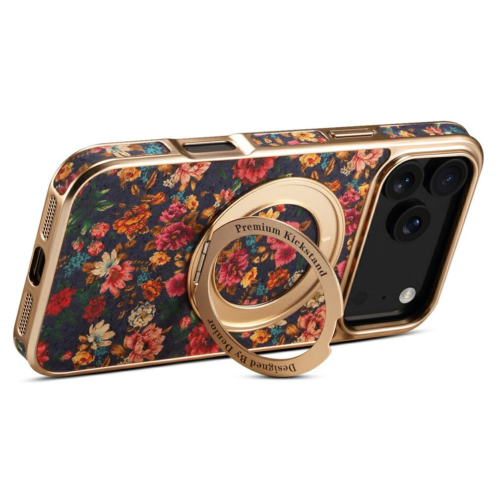 A22 For iPhone 17 Pro Max Case Compatible with MagSafe Kickstand Electroplated Floral Phone Cover