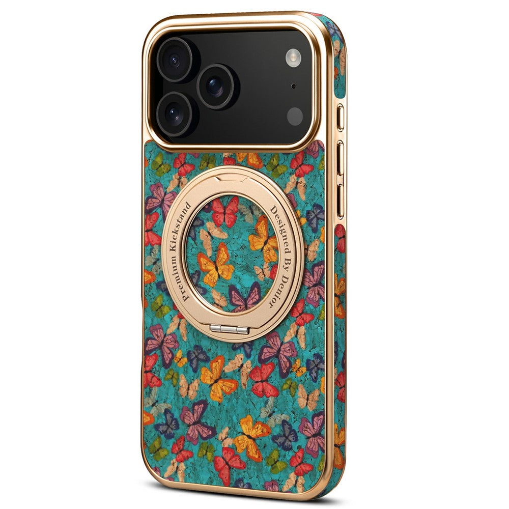 A22 For iPhone 17 Pro Max Case Compatible with MagSafe Kickstand Electroplated Floral Phone Cover