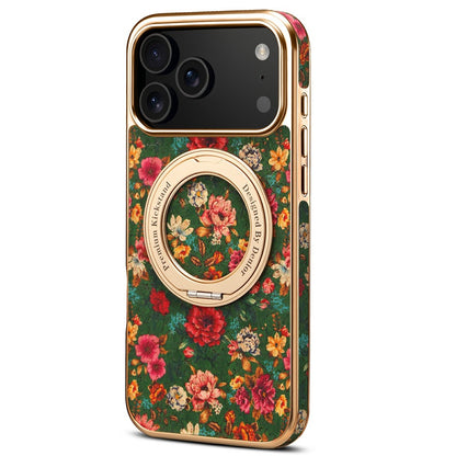 A22 For iPhone 17 Pro Case Compatible with MagSafe Kickstand Electroplated Floral Phone Cover
