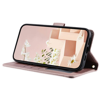 For iPhone 17 Case Wallet Rhombus Grid PU Leather Phone Cover with Shoulder Strap / Wrist Strap