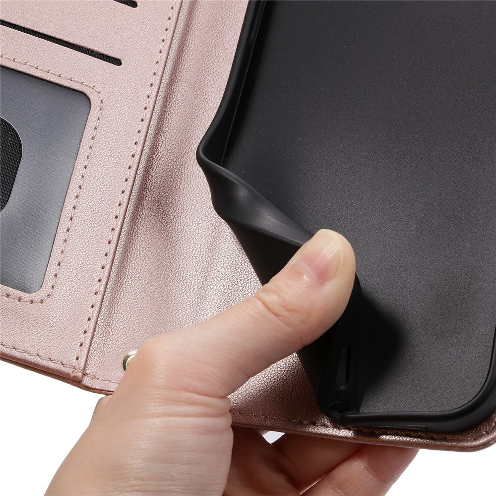 For iPhone 17 Case Wallet Rhombus Grid PU Leather Phone Cover with Shoulder Strap / Wrist Strap