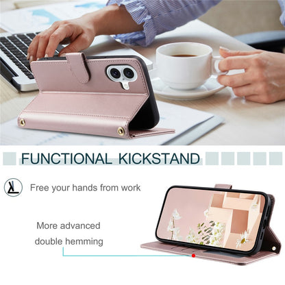 For iPhone 17 Case Wallet Rhombus Grid PU Leather Phone Cover with Shoulder Strap / Wrist Strap