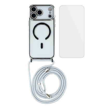 For iPhone 17 Pro Max Case Compatible with MagSafe Electroplating Edge TPU Phone Cover with Screen Film / Shoulder Strap