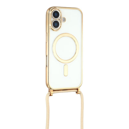 For iPhone 17 Case Compatible with MagSafe Electroplating Edge TPU Phone Cover with Screen Film / Shoulder Strap