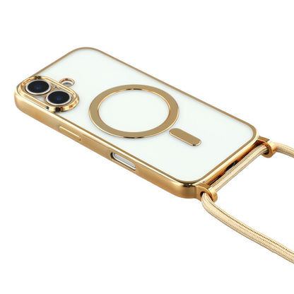 For iPhone 17 Case Compatible with MagSafe Electroplating Edge TPU Phone Cover with Screen Film / Shoulder Strap