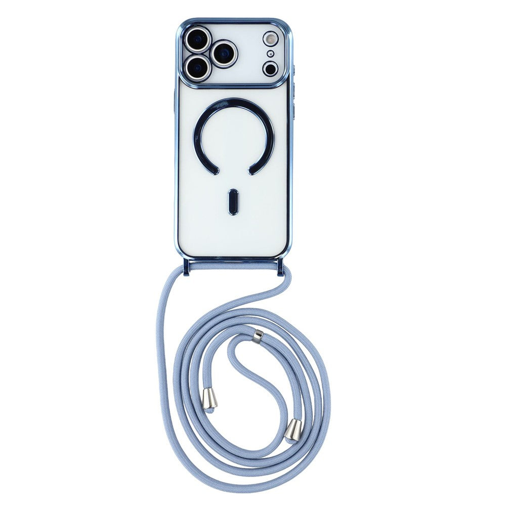 For iPhone 17 Pro Max Case Compatible with MagSafe Electroplating Edge TPU Phone Cover with Shoulder Strap