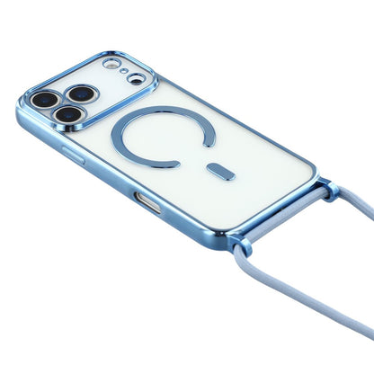For iPhone 17 Pro Max Case Compatible with MagSafe Electroplating Edge TPU Phone Cover with Shoulder Strap