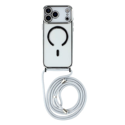 For iPhone 17 Pro Max Case Compatible with MagSafe Electroplating Edge TPU Phone Cover with Shoulder Strap