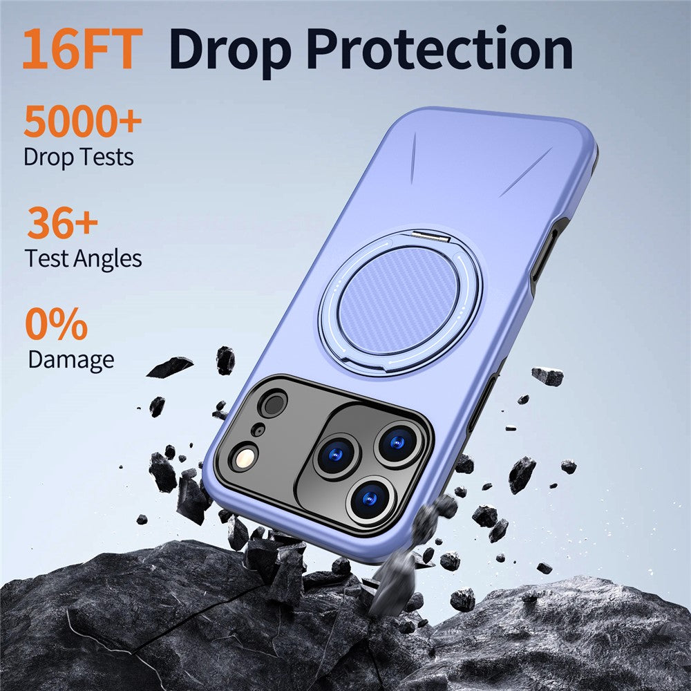 For iPhone 17 Pro Magnetic Case Rotating Kickstand TPU + PC Phone Cover