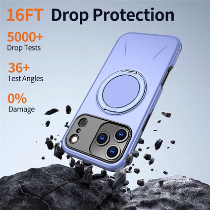 For iPhone 17 Pro Magnetic Case Rotating Kickstand TPU + PC Phone Cover
