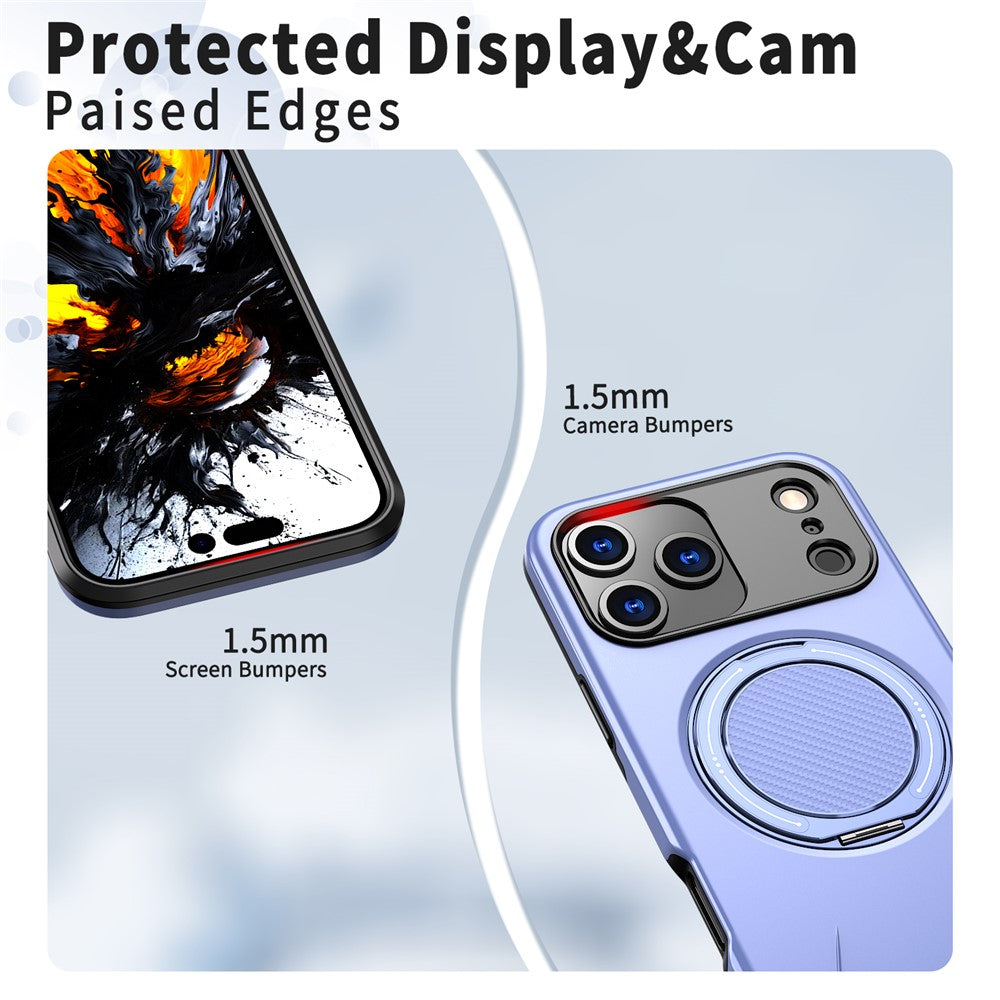 For iPhone 17 Pro Magnetic Case Rotating Kickstand TPU + PC Phone Cover